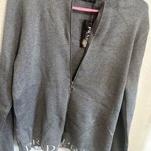 Prada Charcoal Zip Cardigan